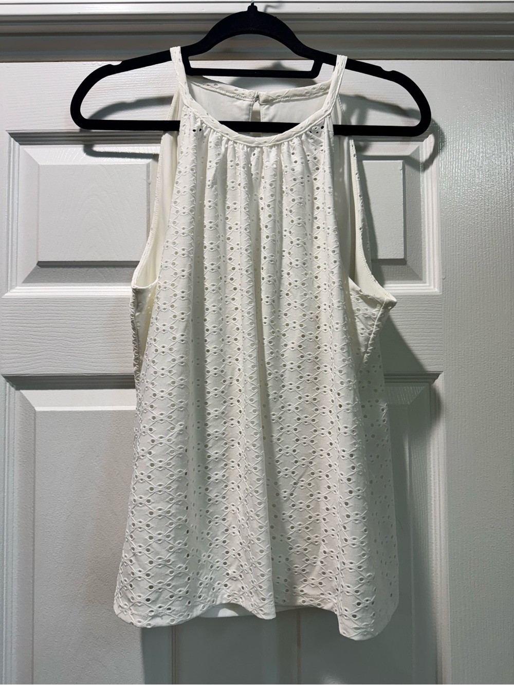 White House Black Market White Eyelet Halter Tank Top- never worn - large